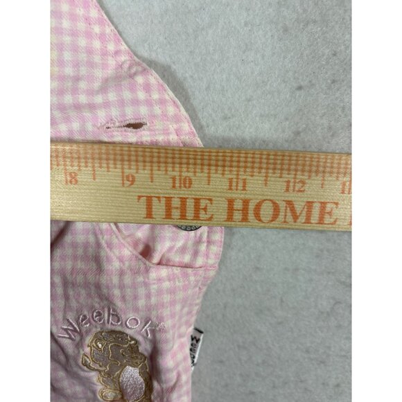 Weebok Baby Pink Gingham Overalls 12M Adjustable Straps Cotton Blend Snap Closur - Picture 6 of 7